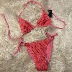 Pink and Orange Crochet Bikini Set
